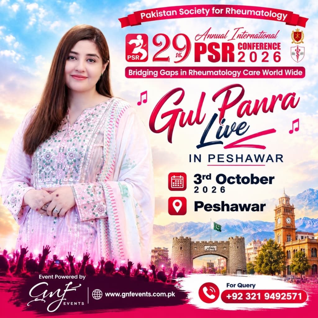 Original poster: Gul Panra, Gul Panra Live — 29th Annual International PSR Conference 2026, Peshawar, 3 Oct 2026