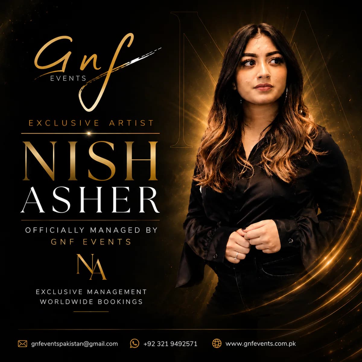 Nish Asher exclusive management and worldwide bookings poster